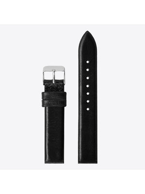 Komono Komono Leather Watch Strap 16 Black Silver