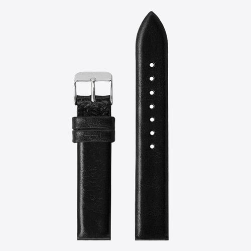 Komono Komono Leather Watch Strap 16 Black Silver