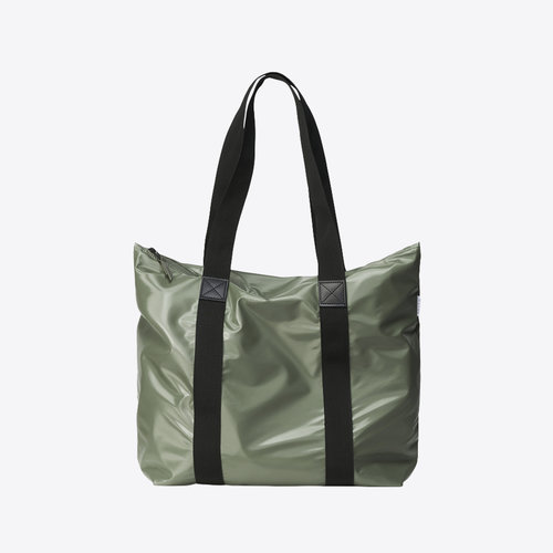 Rains Tote Bag Rush Shiny Olive Rains Tote Bag Rush Shiny Olive