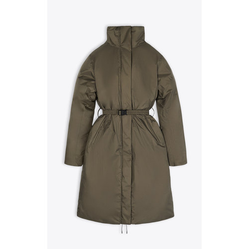 Rains Long Padded Nylon W Coat Wood Jas Rains Long Padded Nylon W Coat Wood Jas