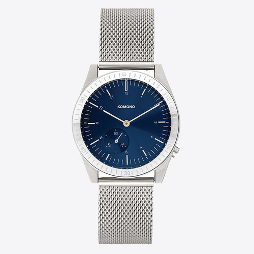 Komono Ray Legacy Mesh Silver Blue Horloge Komono Ray Legacy Mesh Silver Blue Horloge