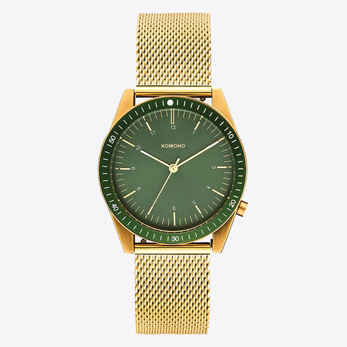 Komono Ray Legacy Mesh Gold Green Horloge Komono Ray Legacy Mesh Gold Green Horloge