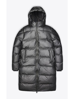 Rains Alta Long Puffer Jacket Metallic Grey Cappotto