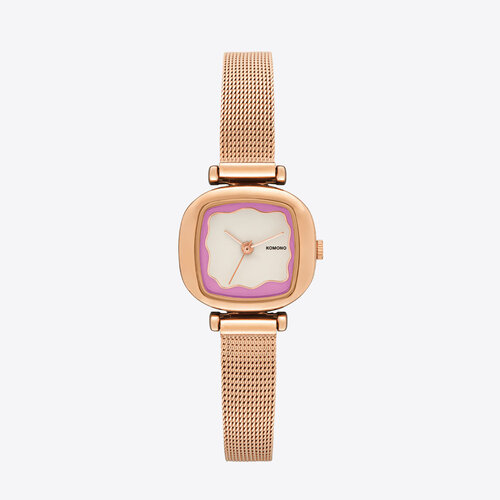 Komono Moneypenny Wave Royale Silver Rose Gold Plum Watch