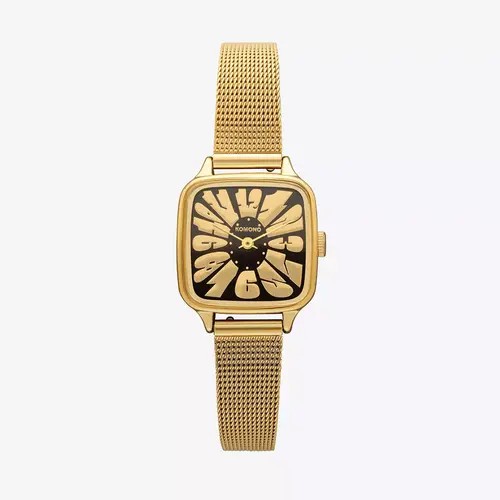 Komono Kate Flower Royale Gold Black Horloge