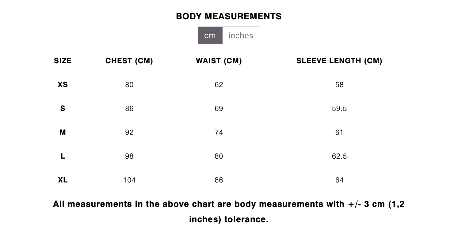 Swell II Khaki body measurements