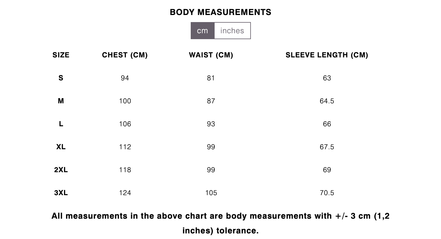 Radian Onyx body measurements