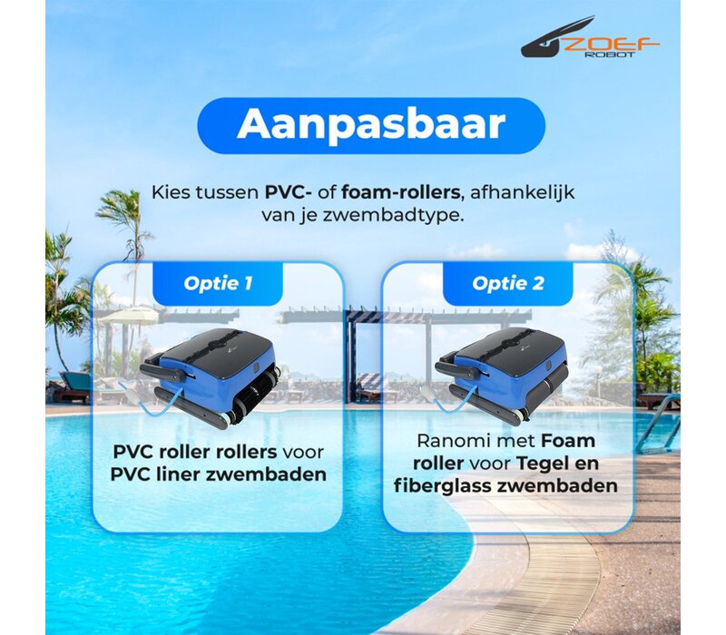 Swimming pool robot Ranomi for floor, walls and waterline