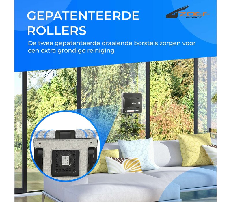 Zoef Robot raamwasser Bobbie 2.0 met borstel en waterspray