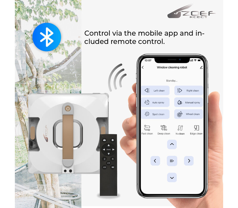 Zoef Robot window cleaner Bobbie 4.0 with water spray