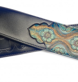 Paisly style strap kunstleer zwart/blauw