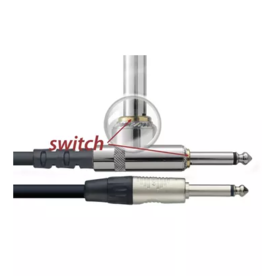 Instrumentkabel jack/jack 6m recht met REAN connector  en switch