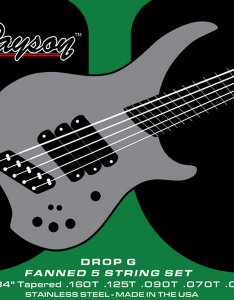 Payson Payson DROP G 5 String Fanned Fret Multi-Scale Bass Set Stainless steel