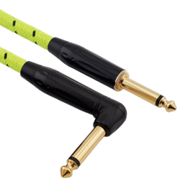 Red's music cable Red's Cable GCF1250TB FOP braided Black/Green 5 meter Jack/Jack angled