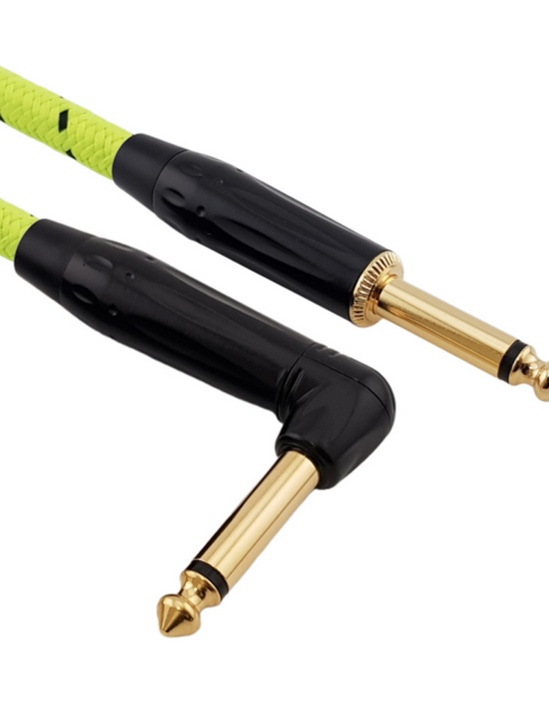 Red's music cable Red's Cable GCF1250TB FOP braided Black/Green 5 meter Jack/Jack angled