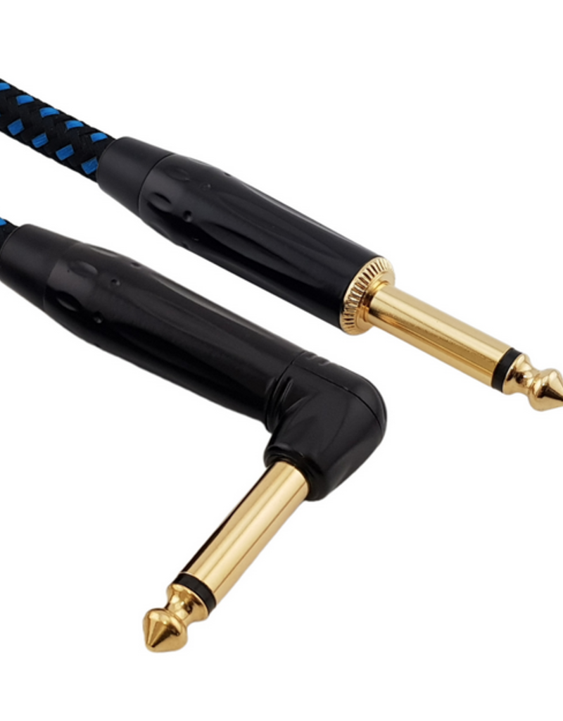 Red's music cable Red's Cable GCF1230BB FOP braided Black/Blue 3 meter Jack/Jack angled