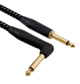 Red's music cable Red's Cable GCF1230BG FOP braided Black/Grey 3 meter Jack/Jack Angled