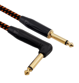 Red's music cable Red's Cable GCF1250BO FOP braided Black/Orange 5 meter Jack/Jack angled