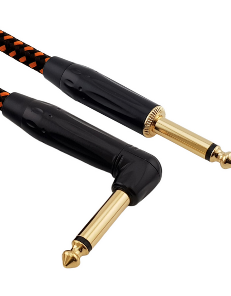 Red's music cable Red's Cable GCF1250BO FOP braided Black/Orange 5 meter Jack/Jack angled