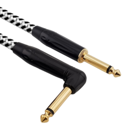Red's music cable Red's Cable GCF1250BW FOP braided Black/White 5 meter Jack/Jack angled