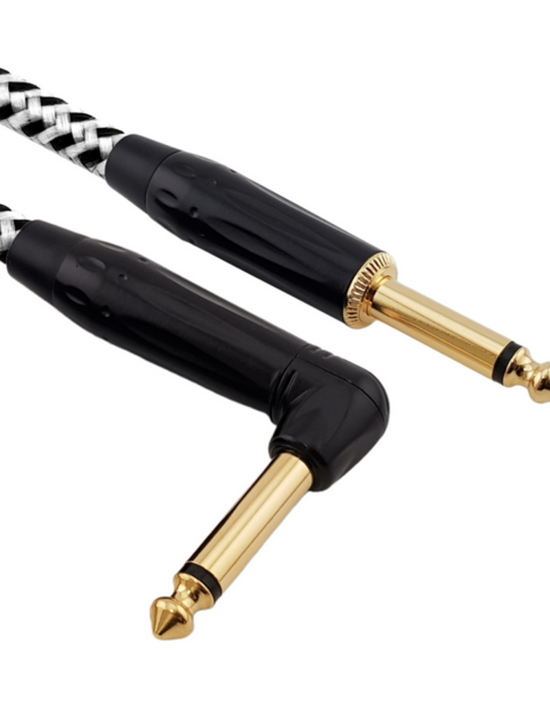 Red's music cable Red's Cable GCF1250BW FOP braided Black/White 5 meter Jack/Jack angled
