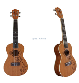 CLX Ukulele Flowers Concert model Dark brown