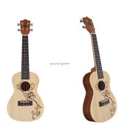 CLX Ukulele Flowers Concert model Light brown