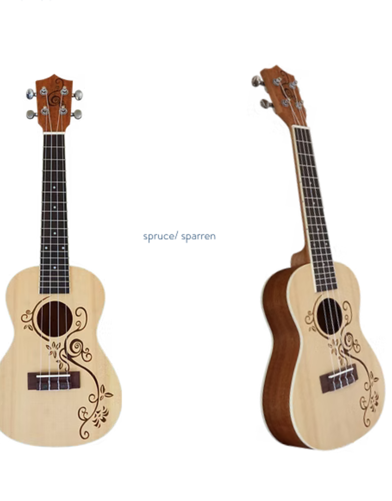 CLX Ukulele Flowers Concert model Light brown