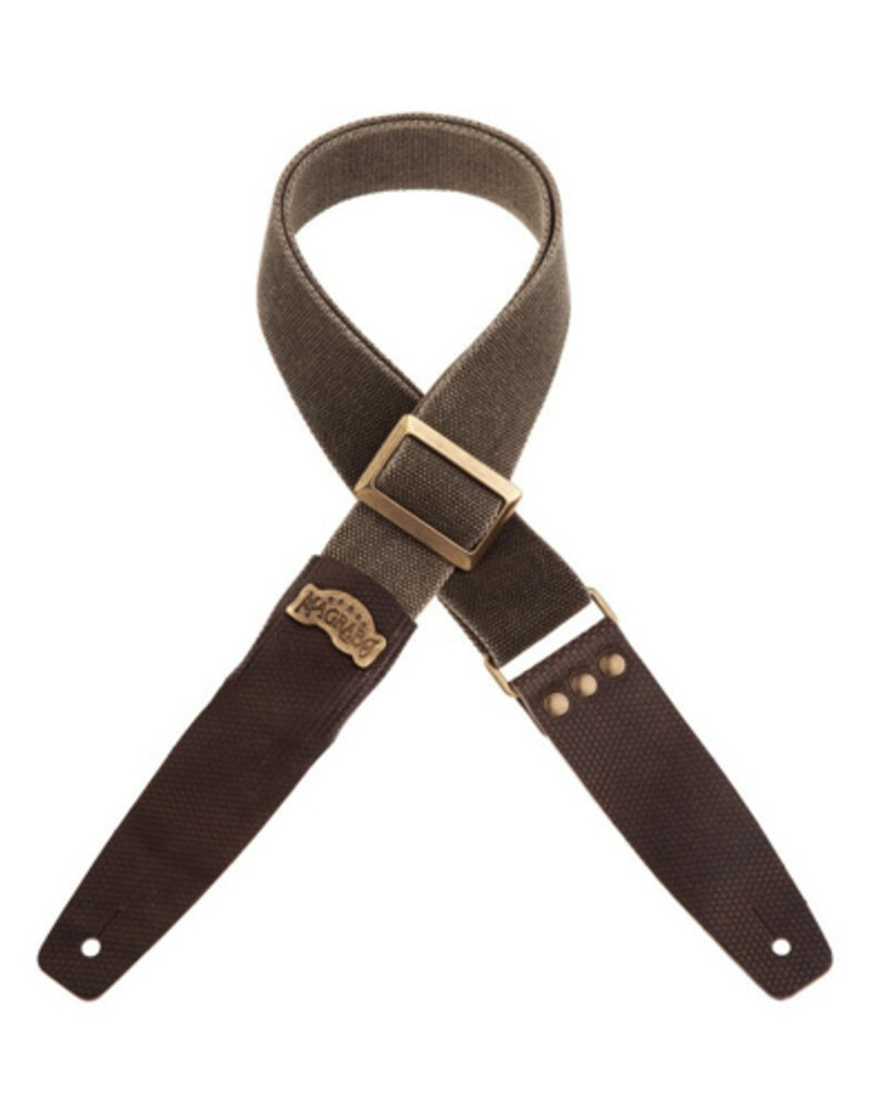 Magrabo Magrabo Stripe SC Cotton Washed Verde Oliva(Olive Green) 5cm (Twinkle Grey Terminals, Recta Brass Buckle)