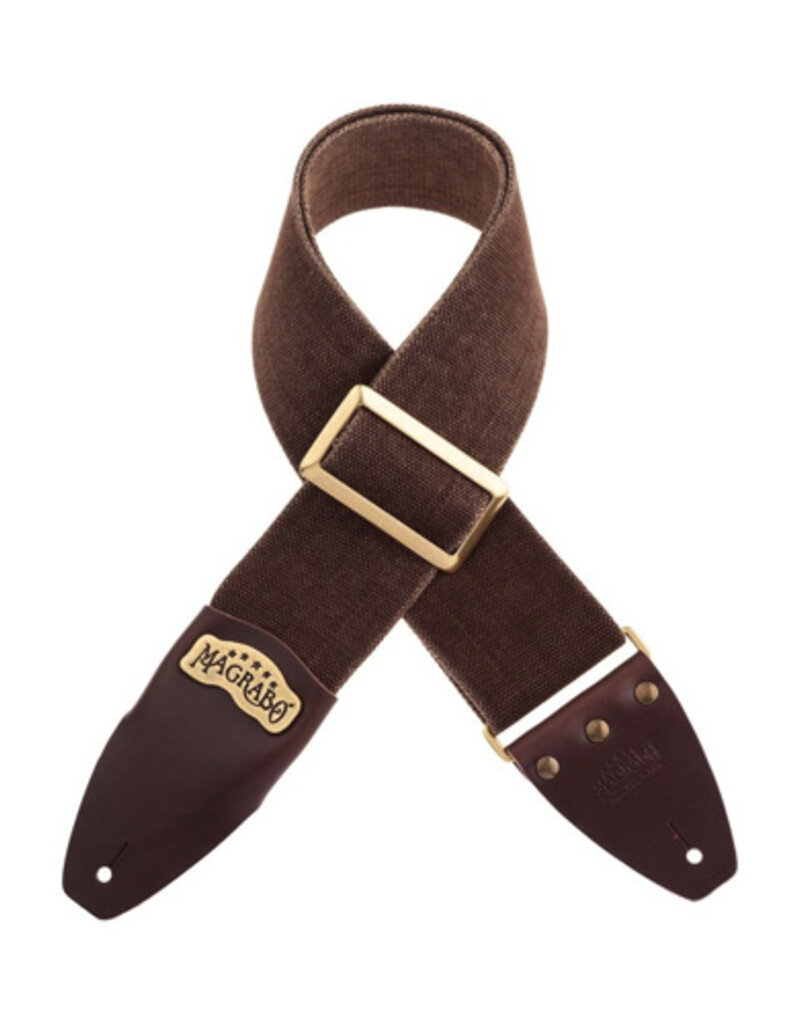 Magrabo Magrabo Stripe SC Cotton Washed Marrone(Brown) 8cm (Core Brown Terminals, Recta Brass Buckle)