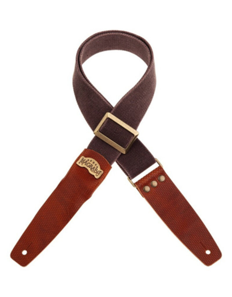 Magrabo Magrabo Stripe SC Cotton Washed Marrone(Brown) 5cm (Twinkle Brown Terminals, Recta Brass Buckle)