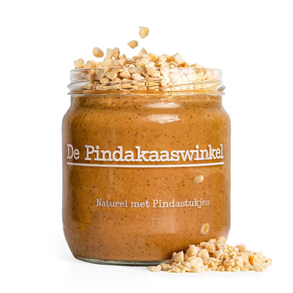 De Pindakaaswinkel - Pindakaas Naturel Met Pindastukjes - 420 ml