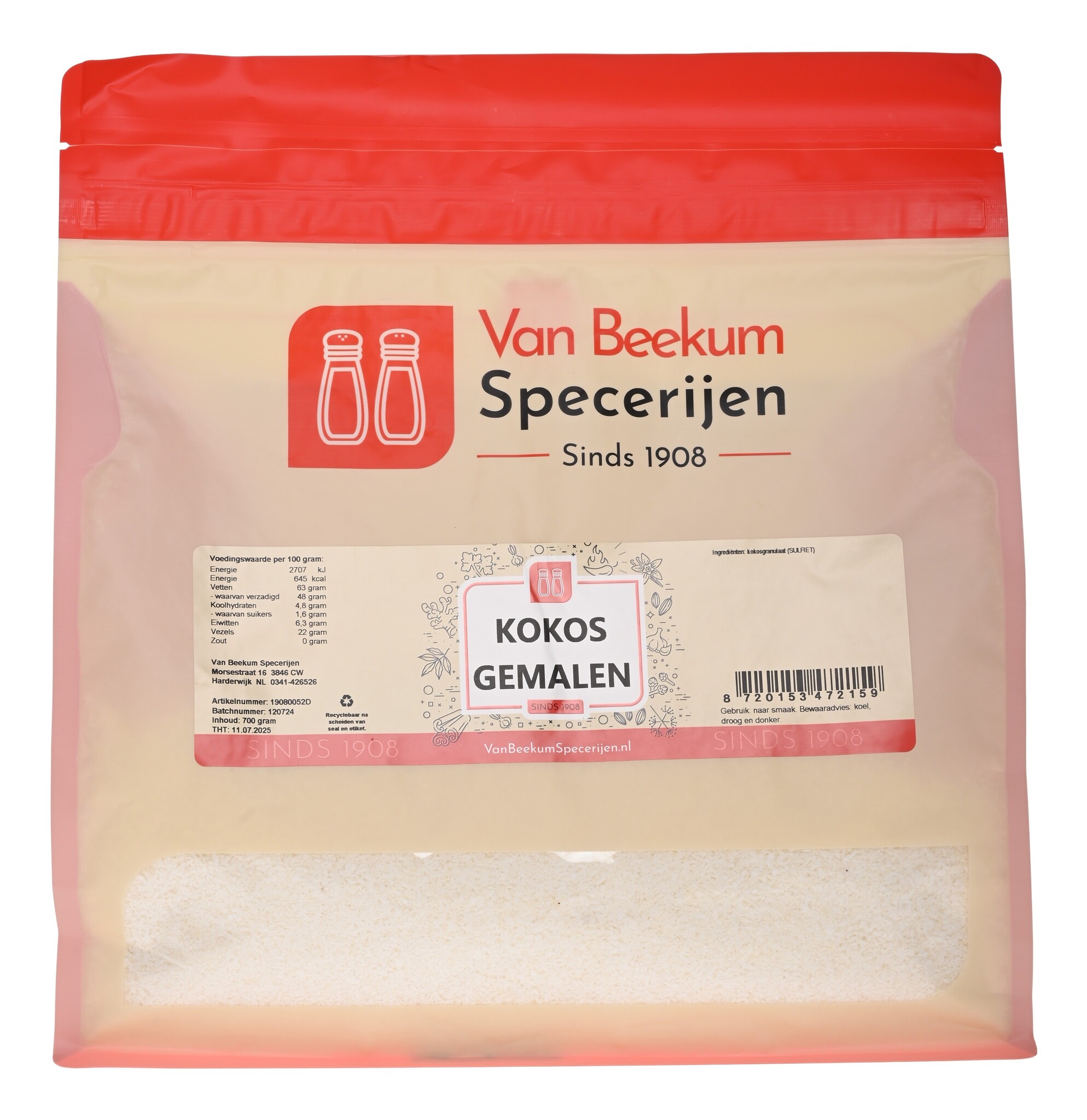 Kokos Gemalen - 700 gram Grootverpakking