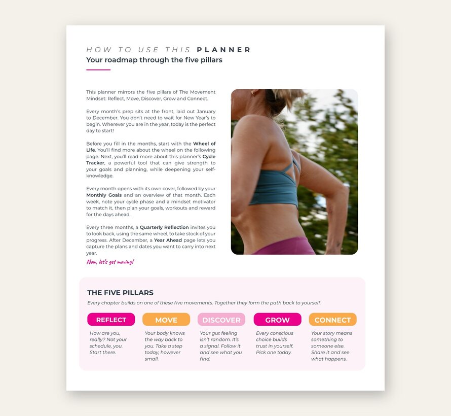 The Movement Mindset Planner, undated — Your Empower Yourself-plan for a Stronger, Balanced & Purposeful Year