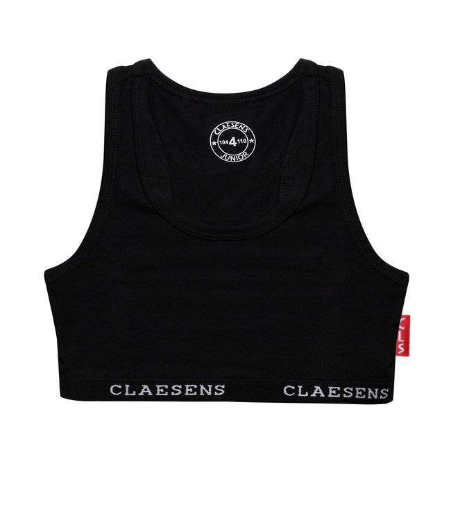 BLACK CLAESEN'S SPORT TOP  Black crop top for girls with racer back -  Bodybasics4kidz