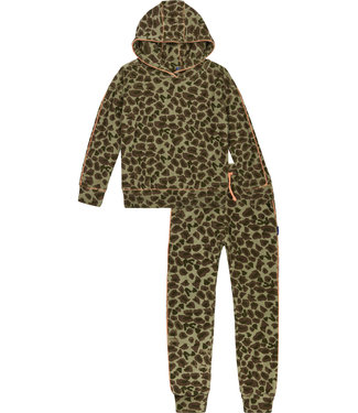 Claesen's Lounge set velvet Leopard Green