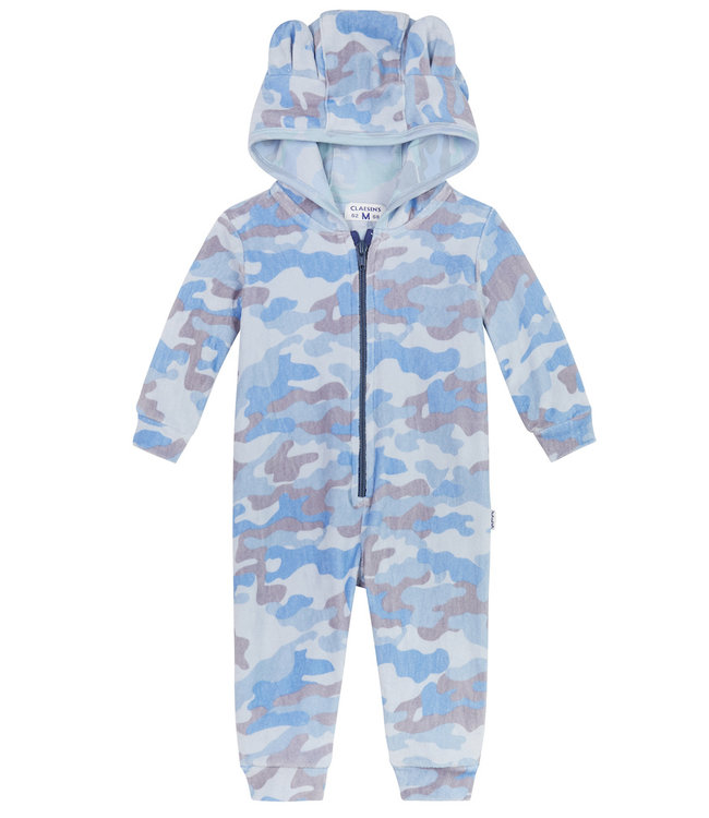 Claesen's Baby-Jumpsuit Baumwollsamt Light Blue Camo