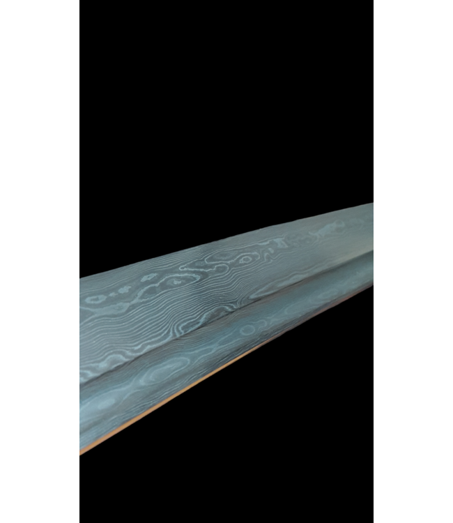 Damast katana met bruine ito