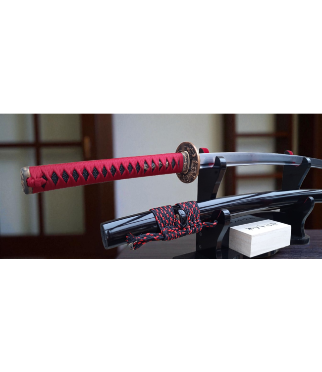 T10 staal Red Black katana