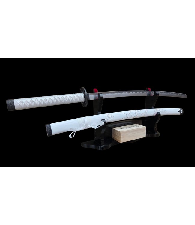 Witte katana met Draak op saya