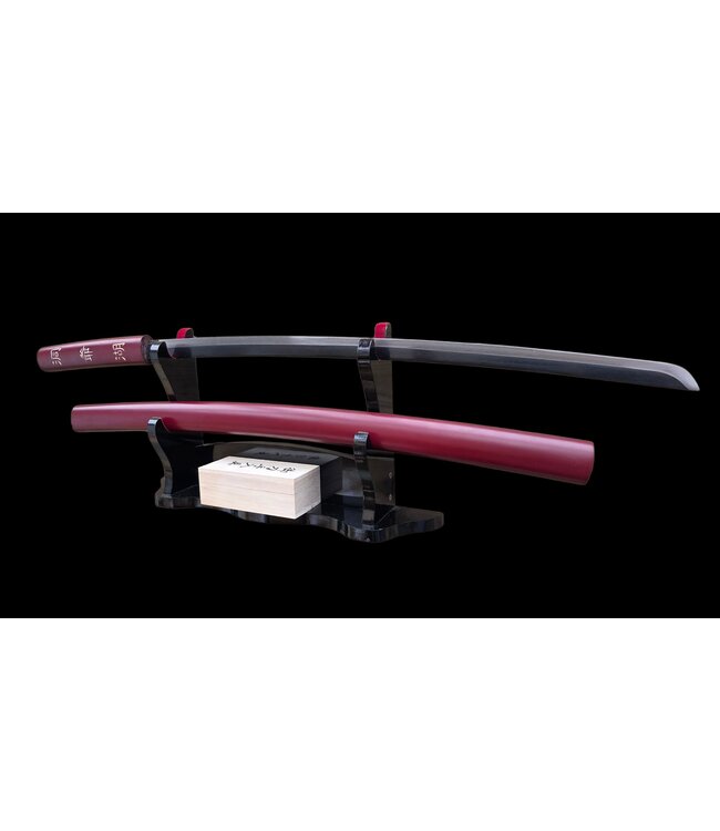 Donker rood shirasaya katana zwaard