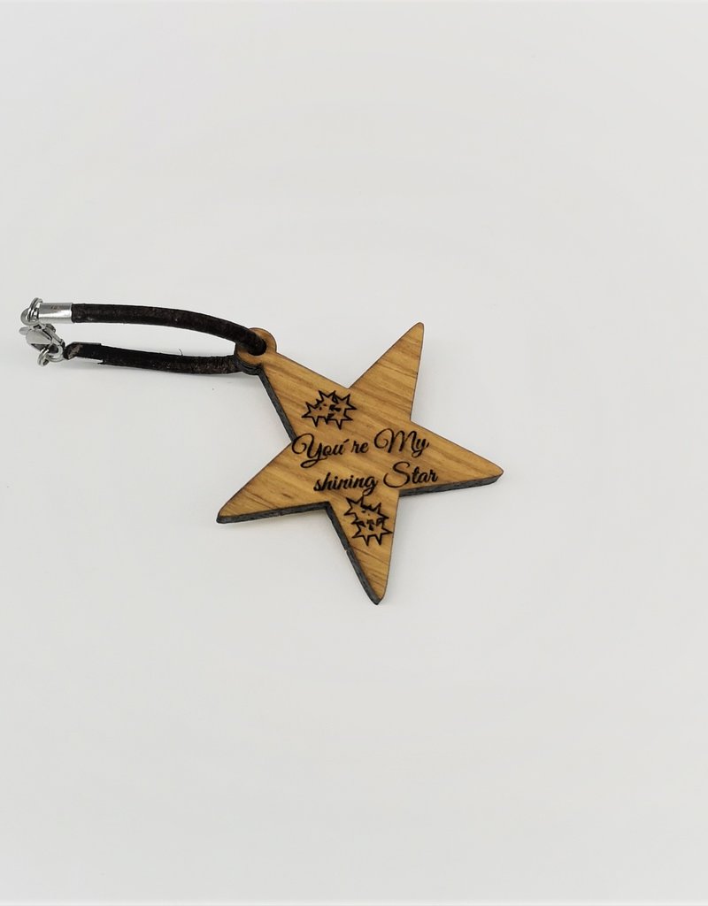 KS Laserdesign Schlüsselanhänger "Star" aus Holz mit Gravur nach deinen Wünschen gestalten!