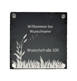 KS Laserdesign Türschild Schiefer 20x20cm mit Pusteblumen Gravur