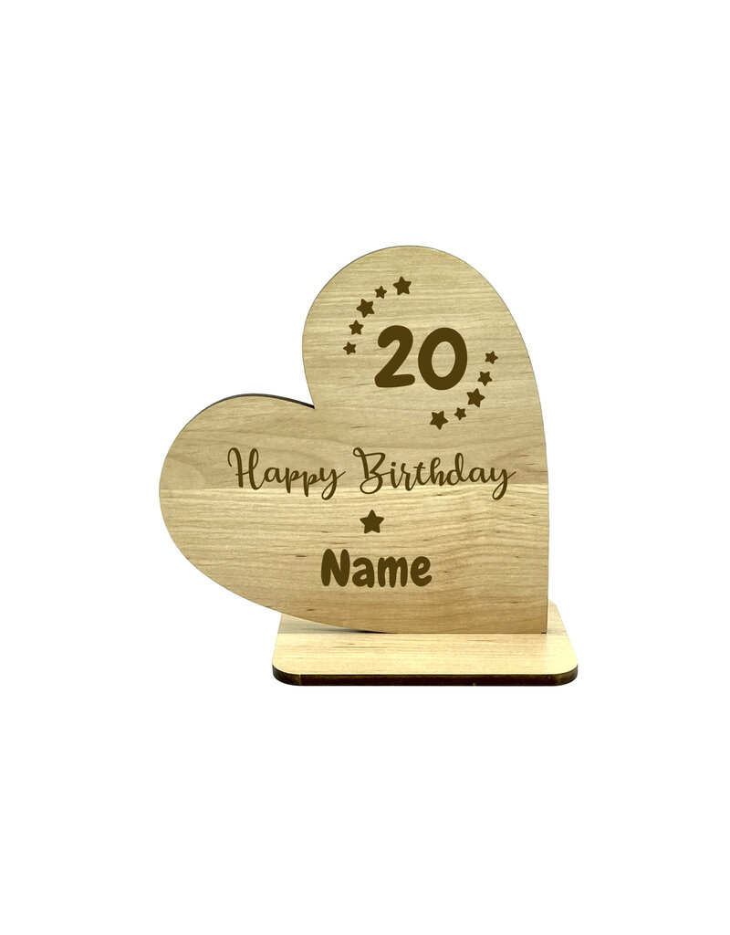 KS Laserdesign Personalisiere das Deko Herz zum 20. Geburtstag mit Wunschname für dein einzigartiges Geschenk!