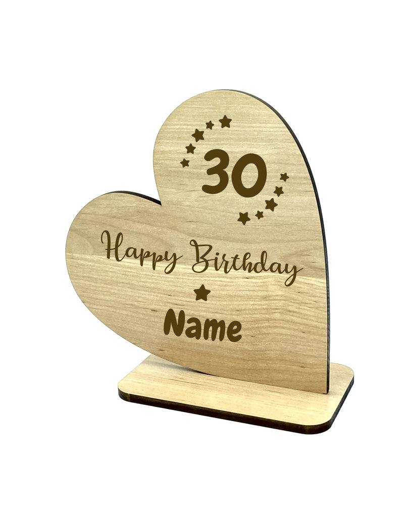 KS Laserdesign Personalisiere das Deko Herz zum 30. Geburtstag mit Wunschname für dein einzigartiges Geschenk!