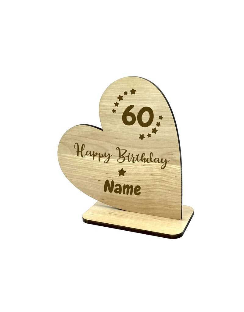 KS Laserdesign Personalisiere das Deko Herz zum 60. Geburtstag mit Wunschname für dein einzigartiges Geschenk!