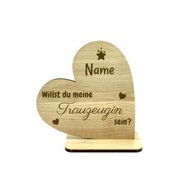 KS Laserdesign Deko Herz ''Willst du meine Trauzeugin sein?" persönliche Gravur