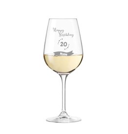 Leonardo Weinglas " zum 20. Geburtstag " mit Name graviert