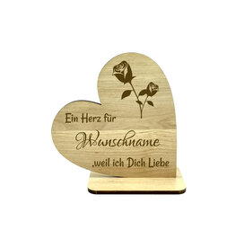 KS Laserdesign Deko Herz "Weil ich Dich Liebe" persönliche Gravur