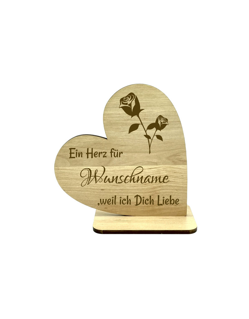 KS Laserdesign Personalisiere das Deko Herz "Weil ich Dich Liebe" mit persönlicher Gravur !